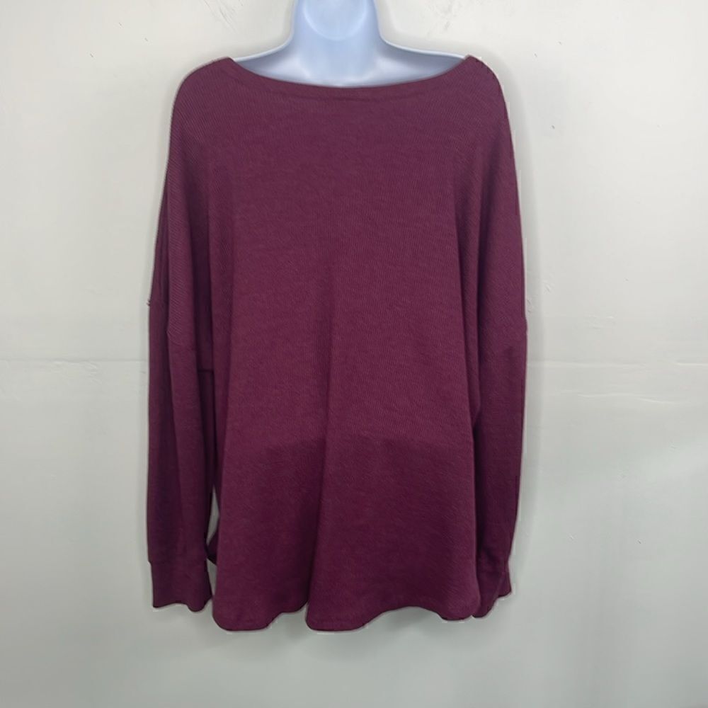 Woman Within Waffle Knit Thermal Shirt Long Sleeve Purple size 2X - Picture 4 of 12
